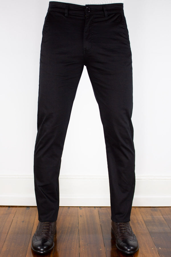 Black Cotton Stretch Chino